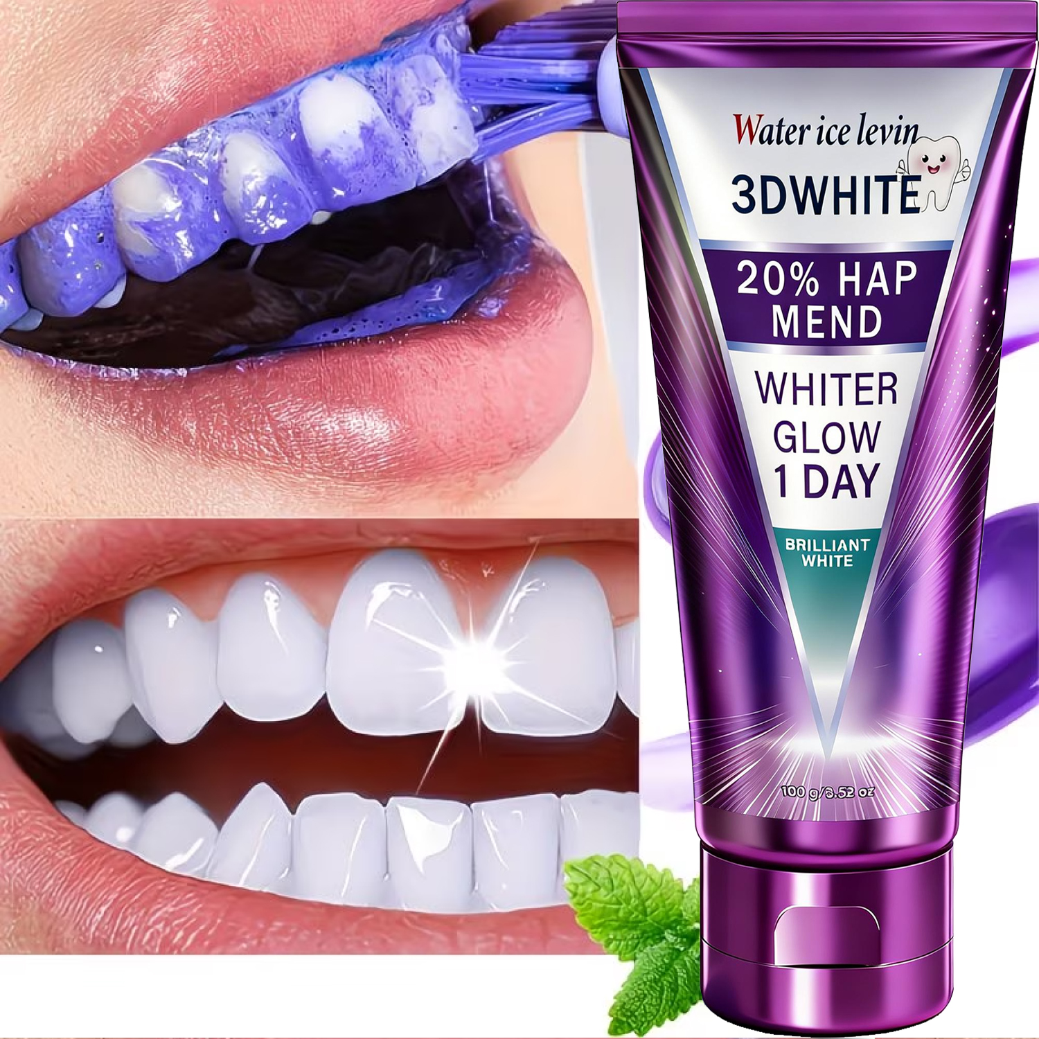 Teeth Whitening At Home - 20% HAP 3D White Toothpaste -