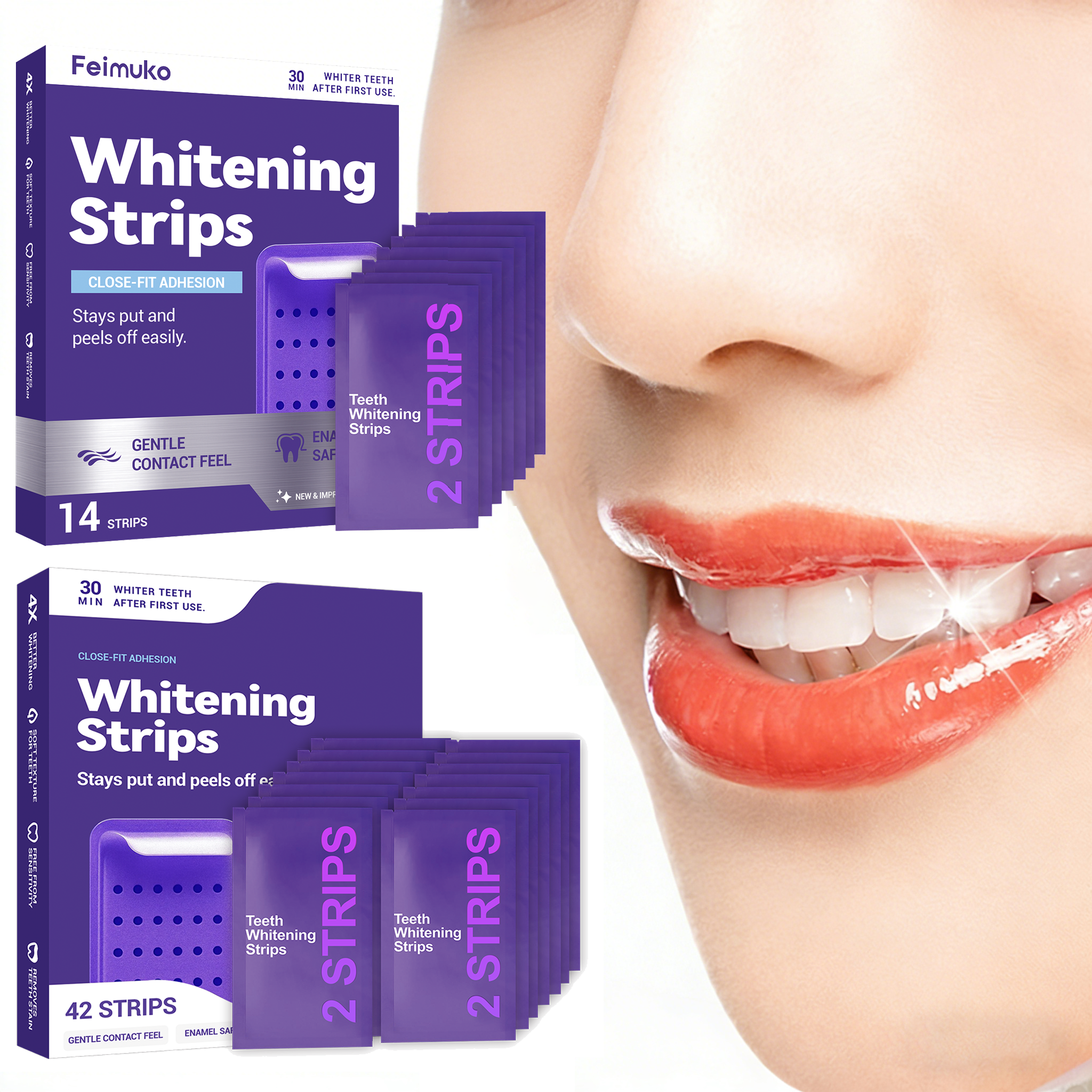 Teeth Whitening At Home - Purple Teeth Whitening Strips Brighteni Tooth