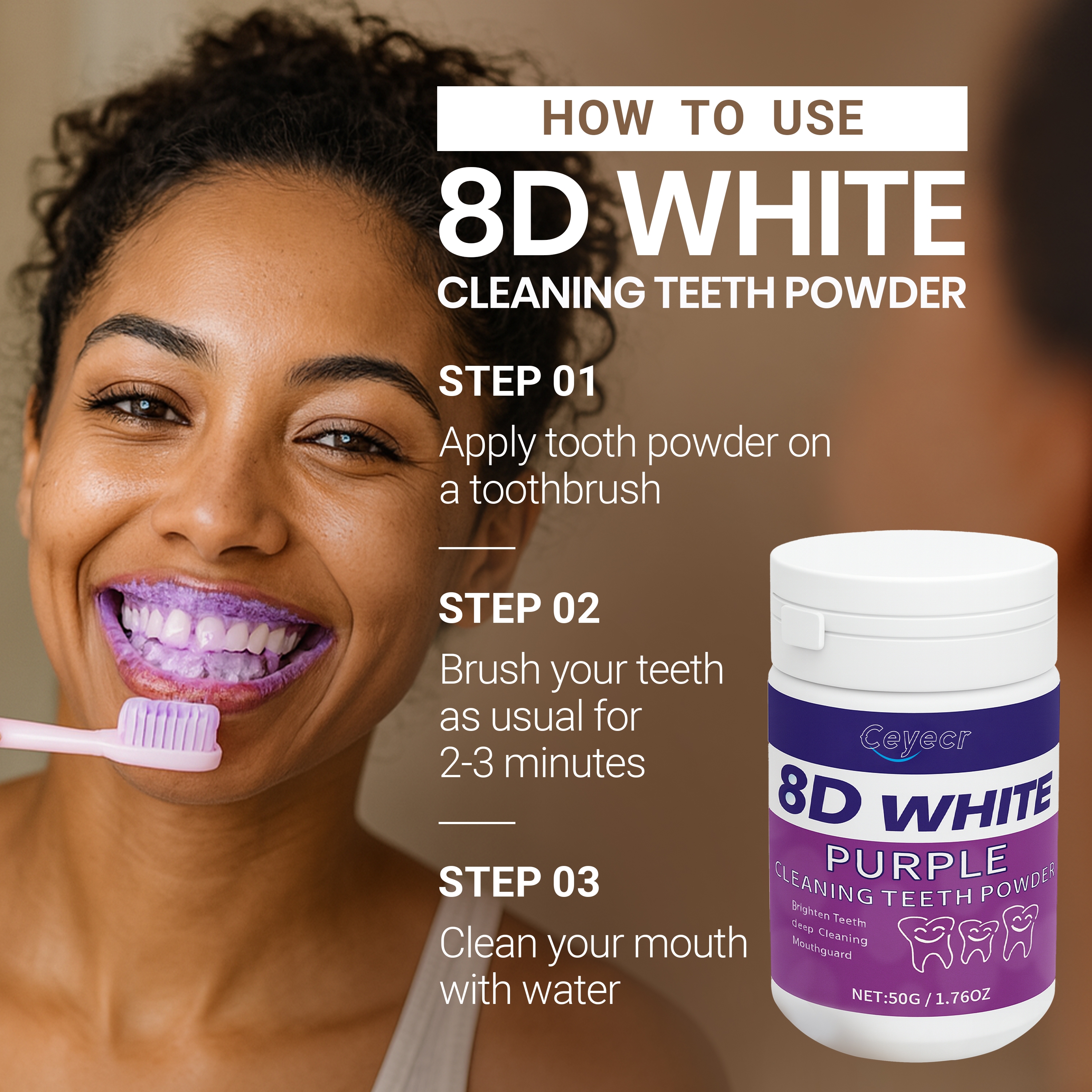 8D white Teeth Whitening Powde - Teeth Whitening Levels review and price
